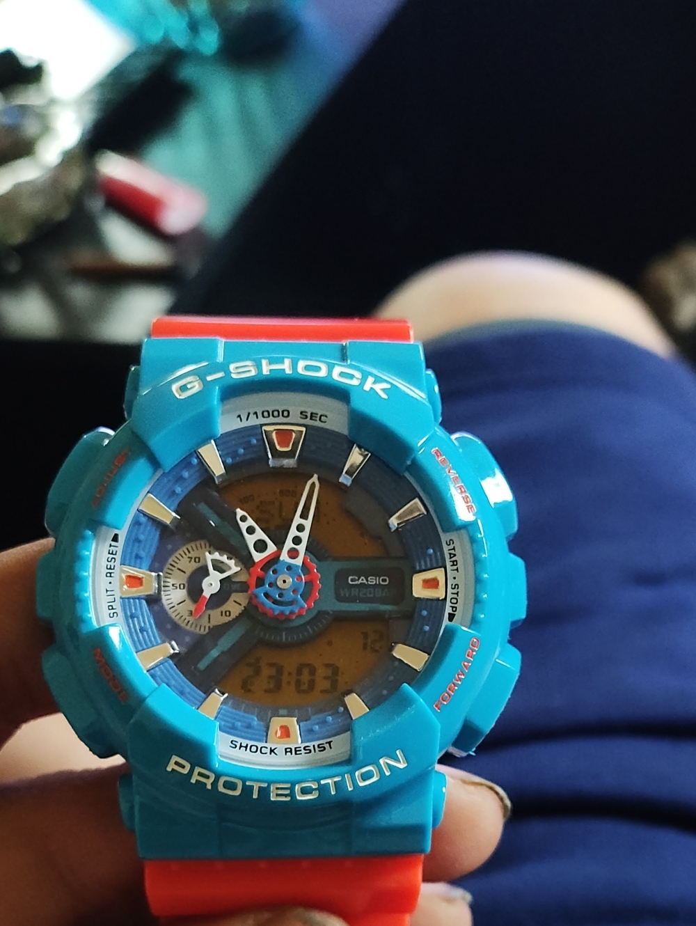 G-Shock Turquoise Blue and Red Sport Watch